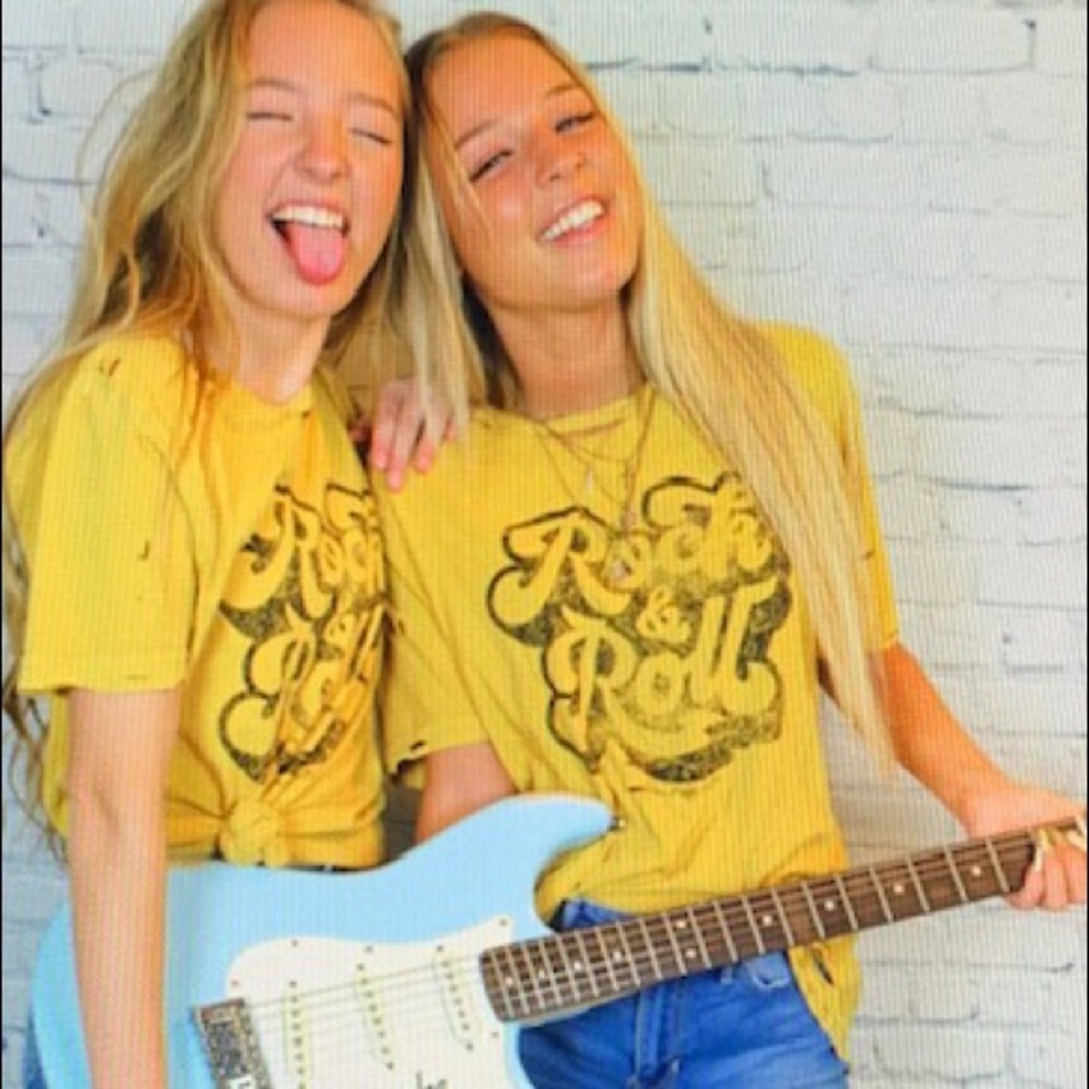 Rock & Roll Distressed Mustard Graphic Tees